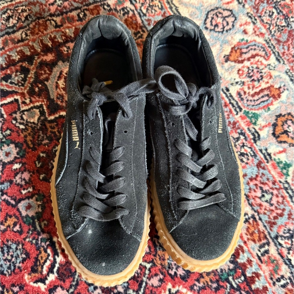 Puma Fenty Rihanna Creeper‎ Womens Black Suede Excellent Platform Sneakers
